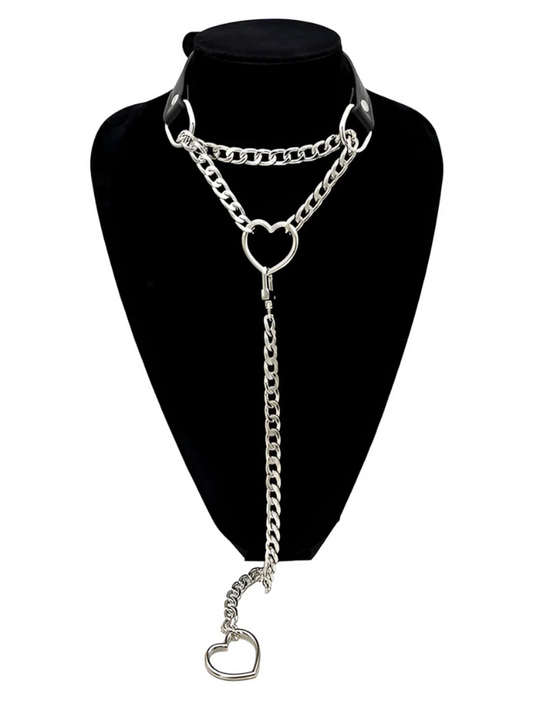 Swivel Clasp Leather Choker Collar